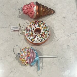 Holiday Home Frosted Treat Christmas Ornaments Lot of 3